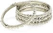 Chamak by priya kakkar 8 Thin Silver Metal Bangles with White Crystal