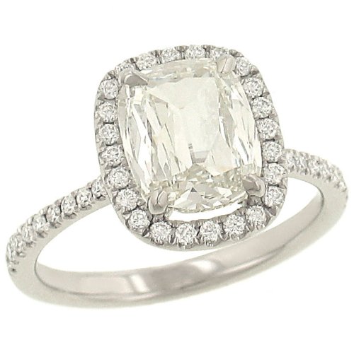 Cushion Cut & Pave Diamond Halo Engagement Ring 2.36ct