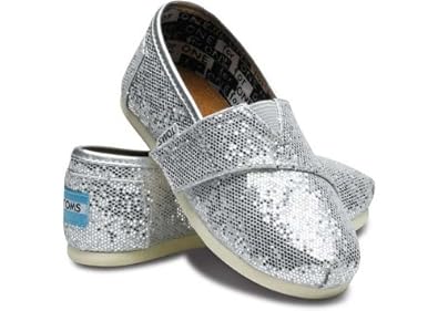 Toms - Tiny Classic Glitter Shoes in Silver