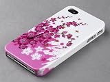 Produkt-Bild: Tinxi Harte Wei&szlig; Und Rosa Schmetterling/ Bienen Blumen Muster Hybride Schutzh&uuml;lle F&uuml;r Apple iPhone 4 / 4S Siri Mit Displayschutz