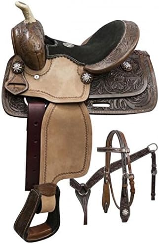 10" DOUBLE T PONY SADDLE SET WITH RAINBOW CRYSTALL RHINESTONES