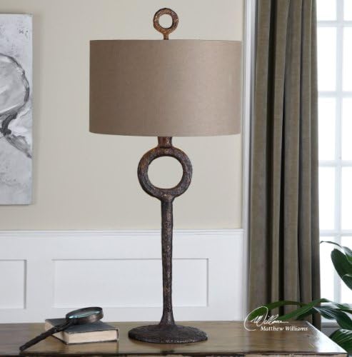 Uttermost Ferro Cast Iron Table Lamp with Hammered Cast Iron Finished In An Aged Rust Bronze