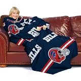 NFL Buffalo Bills Adult Comfy Throw, Officially Licensed Blanket with Sleeves "Stripes" Design