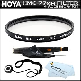 Hoya HMC 77mm UV Haze (Ultra Violet) Multi Coated Glass Filter For Nikon 300mm f/4.0D ED-IF AF-S Nikkor Lens for Nikon Digital SLR Cameras (Model 1909) + Lens Cap Keeper + LensPen Cleaner + More