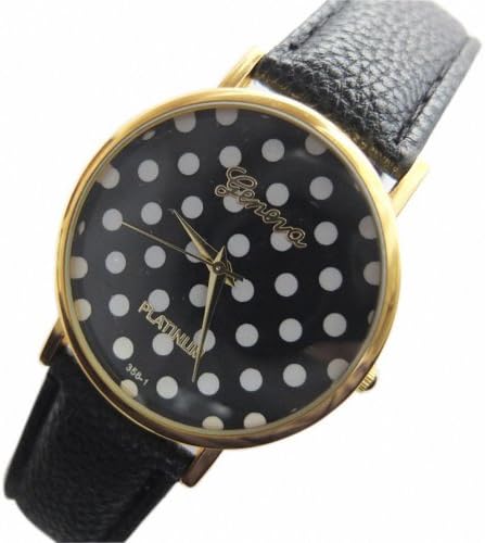 U-beauty Hot New White Dotting Big Dial Light Black Band Women Lady Watch High Quality Quartz Watches