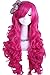 Enilecor Long Curly Wavy Hot Pink Custom Party Wigs(RW148)