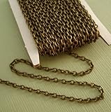 BeadsTreasure 15ft Spool-Antiqued Bronze Round Cable Unfinished Chain-3x2x0.6mm Jewelry Making Supply.