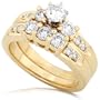 1.00ctw Round Brilliant Diamond Wedding Rings Set�in 14K Gold (HI/I1)- Size 5