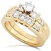 Jewelry : 1.00ctw Round Brilliant Diamond Wedding Rings Set in 14k Gold (HI/I1)