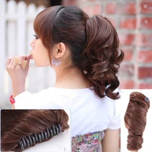 HOT Womens Hairpiece Wavy Curly Claw Hair Ponytail Clip-on Short Hair Extensions