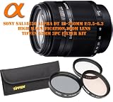 Sony SAL18250 Alpha DT 18-250mm f/3.5-6.3 High Magnification Zoom Lens W/ Tiffen 62mm 3pc Filter Kit