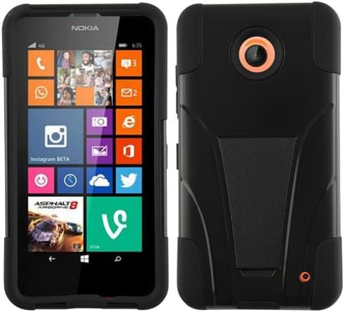 3 in 1 Bundle Nokia Lumia 635 / Nokia Lumia 630 Hybrid Silicon Case Cover with Viewing Stand - Black with Free Ultra-Sensitive Stylus Pen and Premium Screen Protector by BeautyCentral TM