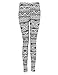 Bentibo Women's Fashion Floral Printed Spandex Leggings Skinny Pants White Black L
