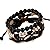 Belletas Unisex Strong Length Black Beads Decorated Multi-strand Fashion Leather Wrap Bracelet