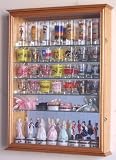 Large Mirror Backed and 7 Glass Shelves Shot Glasses Display Case Holder Cabinet