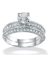 2-Pc. Diamonultra&trade; Cubic Zirconia Platinum Over Sterling Silver Bridal... by Palm Beach Jewelry