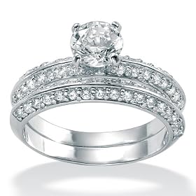 2-Pc. DiamonUltra&trade; Cubic Zirconia Platinum Over Sterling Silver Bridal Set: Jewelry