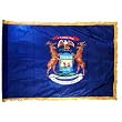 Michigan 3x5ft Nylon Flag with Indoor Pole Hem and Fringe