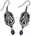 Celtic Knotwork Teardrop Dangle Earrings Blue Stones
