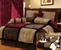 7 Pieces Brown, Burgundy, and Black Suede Patchwork Comforter Size 90" X 92" Bedding Set / Bed-in-a-bag Queen Machine Washable