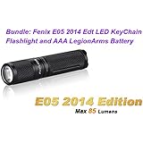 Fenix E05 2014 Edition 85 Lumen LED KeyChain Black Flashlight with LegionArms AAA Battery