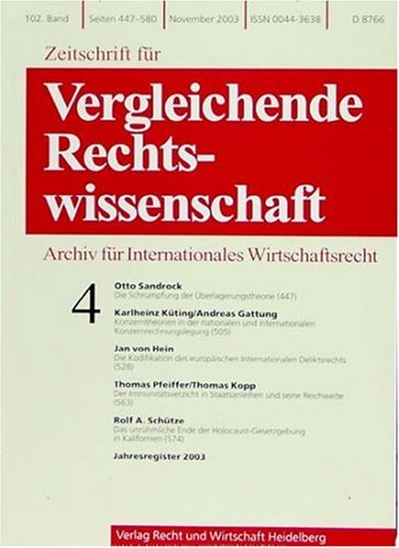 Zeitschrift für Vergleichende Rechtswissenschaft (ZVglRWiss)