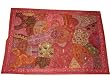 Red Beaded Vintage India Decor Sari Tapestry Wall Hanging Throw 60x40