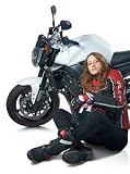 Sexy Woman in a Leather Suit Sitting at Motorcycle - 24