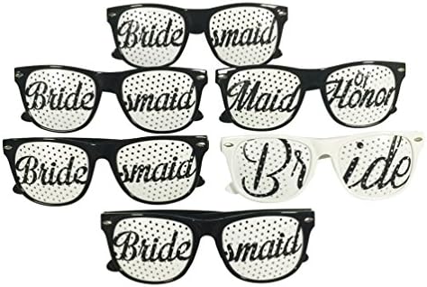 JINMY Bachelorette Party Favors Wedding Bride Sunglasses 6 pcs set Black &amp; White