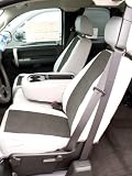 Exact Seat Covers, C1128 L7/V1, 2007-2009 Chevy Silverado, Avalanche and GMC Sierra LS 40/20/40 Custom Seat Covers, 2 Tone Silver Leatherette with Black Velour Inserts