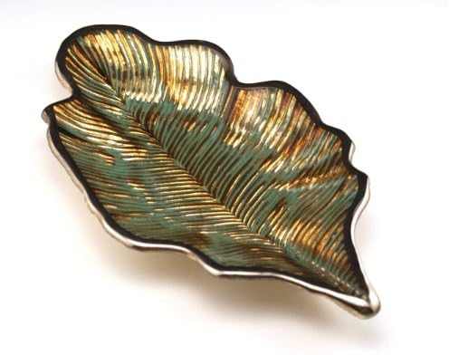 Arda Willow Leaf 6-1/2-Inch By 10-Inch Leaf Tray, Silver Turquoise Silver Rim, Set of 2