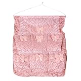Amico Floral Printed Bowknot Decor Sponge 7 Pockets Organizer Storage Bag Pink