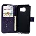 S7 Edge Case, Mavis's Diary Wallet Embossed Butterfly Floral PU Leather Protective Case with Soft TPU Bumper Inner Card Slots & Wrist Strap for Samsung Galaxy S7 Edge with Dust Plug & Pen - Purple