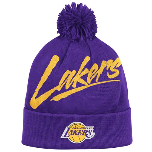 Los Angeles Lakers Mitchell & Ness Vice Script Cuffed Knit Hat