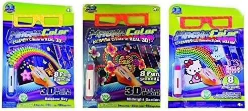 Magna Color 3D Hello Kitty Stencil Design Pack, Rainbow Sky Refill, Midnight Garden Refill Bundle of 3