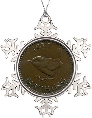 Herrir Personalised Christmas Tree Decoration 1937 British farthing Retro Christmas Decorations