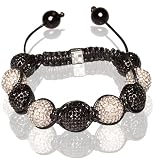Tibetan Shamballa Unisex Bracelet In Black And White (Item Includes Gift Box)