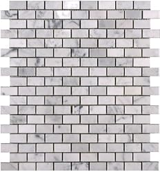 Carrara (Carrera) Bianco Honed 1x2" Brick Mosaic Tile
