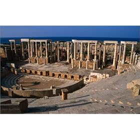 photographie The Leptis Magna Roman Theatre. Construction of the theatre began in AD 1-2 under th...
