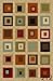 NEW Squares Ivory Modern Design Rubber backed durable Area Rug Carpet 3x5