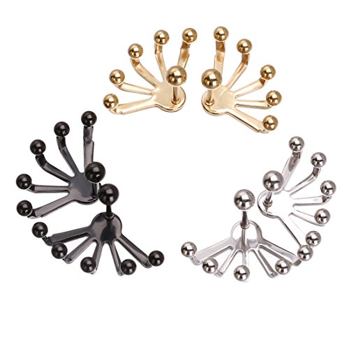 Penderie 3 Pairs Mixed Color Front & Back Earrings Stainless Steel Ear Studs Earbobs Ear Clips