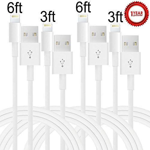Aplenta 2-Pack 3ft 2-Pack 6ft 8 Pin Lightning to USB Cable Syncing and Charging Cable Cord for iphone SE,iPhone 6s, 6s+, 6+, 6,5s 5c 5,iPad Mini, Air,iPad5,iPod(white)