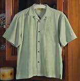 100% Textured Silk Camp Shirt with Pineapple & Palm Tree Pattern (Regular and Big & Tall Sizes)