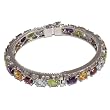 Link Bracelet for Women in Sterling Silver Multi Gemstone Dia 2.1 inches (brclt281b)