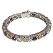 Valentine Gift Link Bracelet in Sterling Silver and Multi Gemstone Dia 2.1 inches (brclt281a)