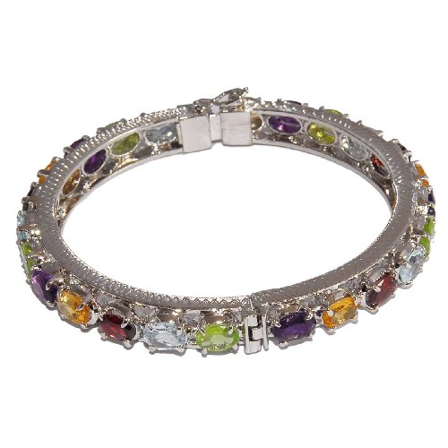 Bracelets for Teen Girls in Sterling Silver Multi Gemstone Dia 2.1 inches (brclt281)