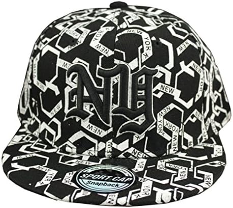 Caflin Mens Fashion Cotton Harajuku Street Dancing Flat Brim Hat Baseball Cap Black