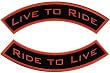 Live to Ride / Ride to Live Embroidered Patches Two-Piece Iron-On Rockers Biker Patch Straight Font Version