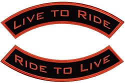 Live to Ride / Ride to Live Embroidered Patches Two-Piece Iron-On Rockers Biker Patch Straight Font Version