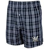 Milwaukee Brewers Navy Blue Plaid Event Boxer Shorts